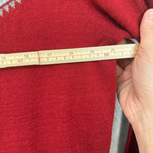 Woolrich Knit Wool Full Zip Jacket Sweater Size L Ruby Red Fair Isle Lightweight - Picture 13 of 13